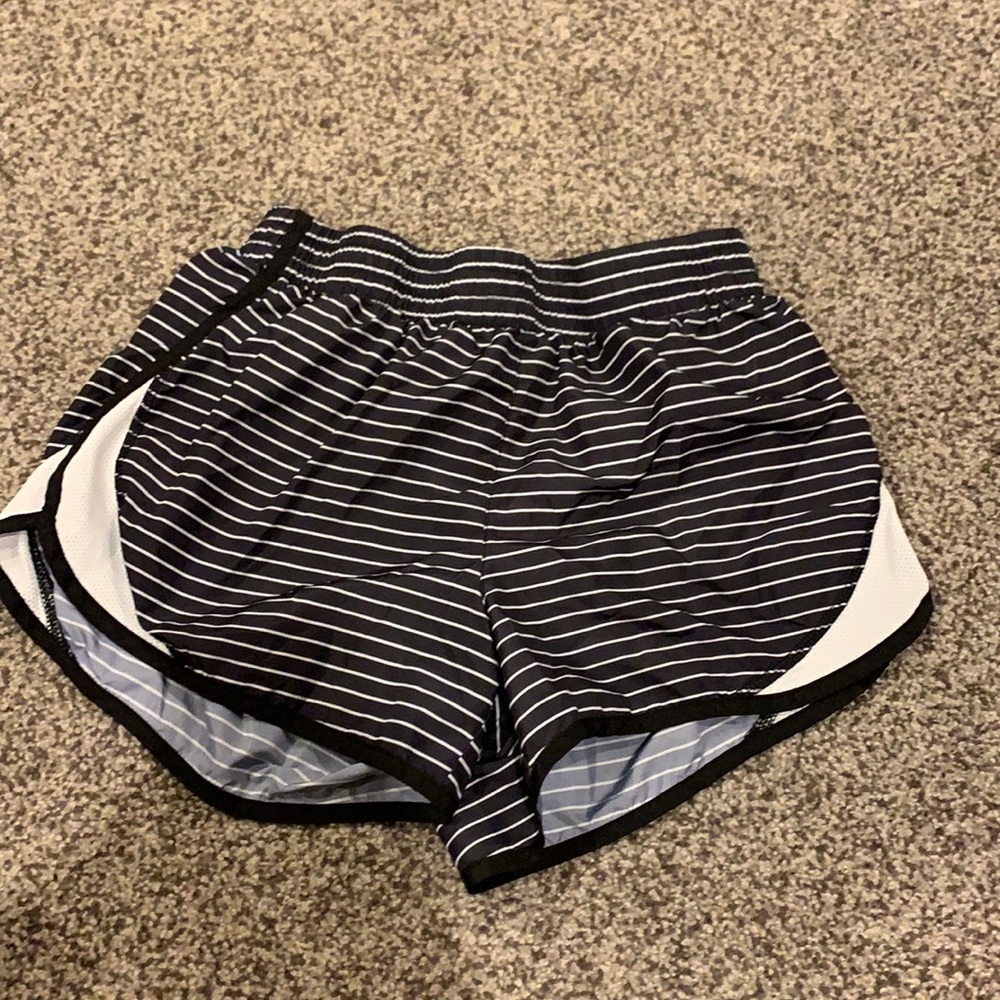 Black and white striped shorts